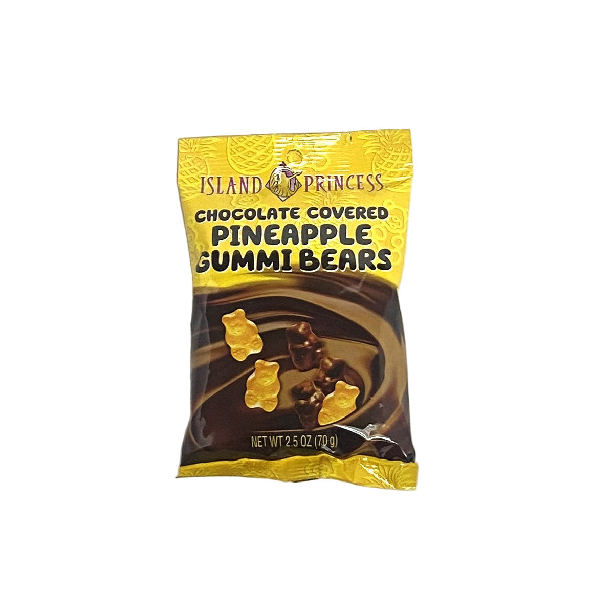 CHOCOLATE COVERED PINEAPPLE GUMMI BEAR 2.5oz SNACK BAG (3 BAGS)