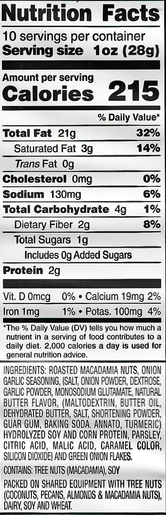 MAUI ONION MACADAMIA NUTS 10OZ RESEALABLE BAG (multiple quantity options)