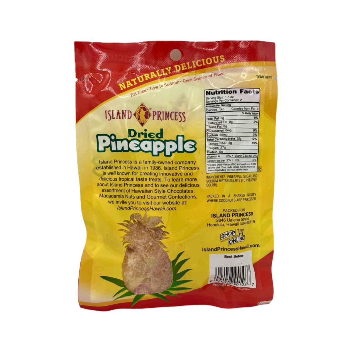 DRIED PINEAPPLE 3OZ (3 BAGS) Island Princess Hawaii