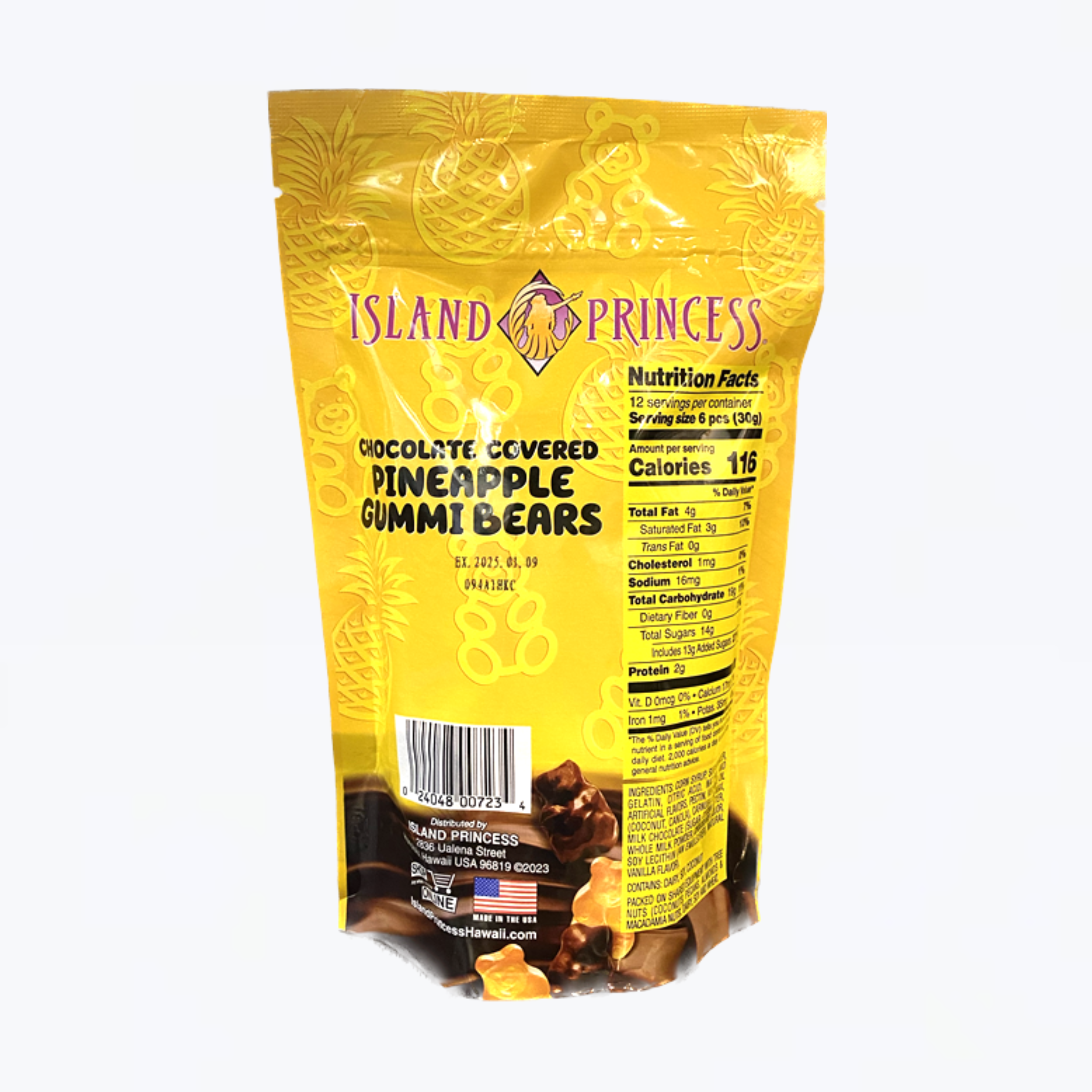 CHOCOLATE COVERED PINEAPPLE GUMMI BEAR 12OZ BAG (multiple size options)