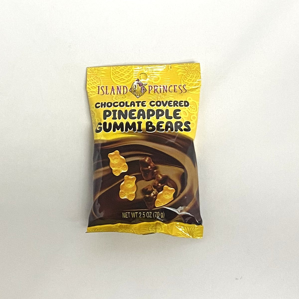 CHOCOLATE COVERED PINEAPPLE GUMMI BEAR 2.5oz SNACK BAG (3 BAGS)